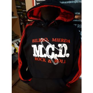 M.C.D. Bilbao mierda rock'n'rol tres franjas rojas en las mangas Sudadera Sin Cremallera con Capucha Combinada