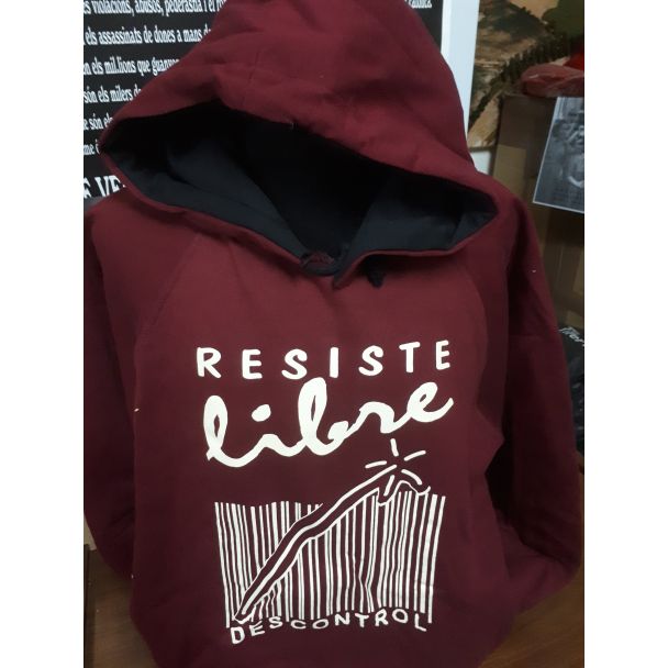 RESISTE LIBRE... DSKNTRL Sudadera Sin Cremallera con Caputcha 100