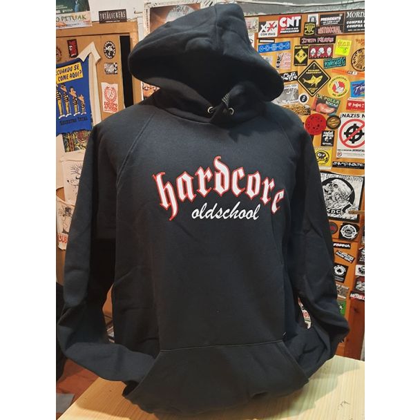 HARDCORE Old school Sudadera Sin Cremallera con Caputcha -Letras Blancas-