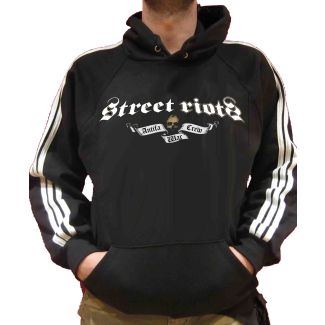 STREET RIOTS Antifa war crew / Disturbios callejeros Sudadera Sin Cremallera con Capucha Combinada 100