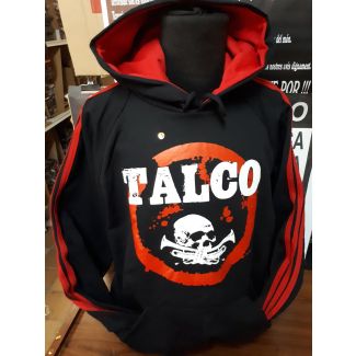 TALCO-1 LOGO franja ancha roja en las mangas Sudadera Sin Cremallera con Capucha Combinada