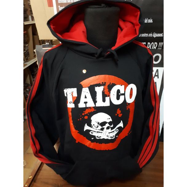 TALCO-1 LOGO franja ancha roja en las mangas Sudadera Sin Cremallera con Capucha Combinada